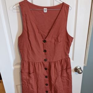 Gap V-Neck Sleeveless Midi Dress in Earthenware Red Size 8